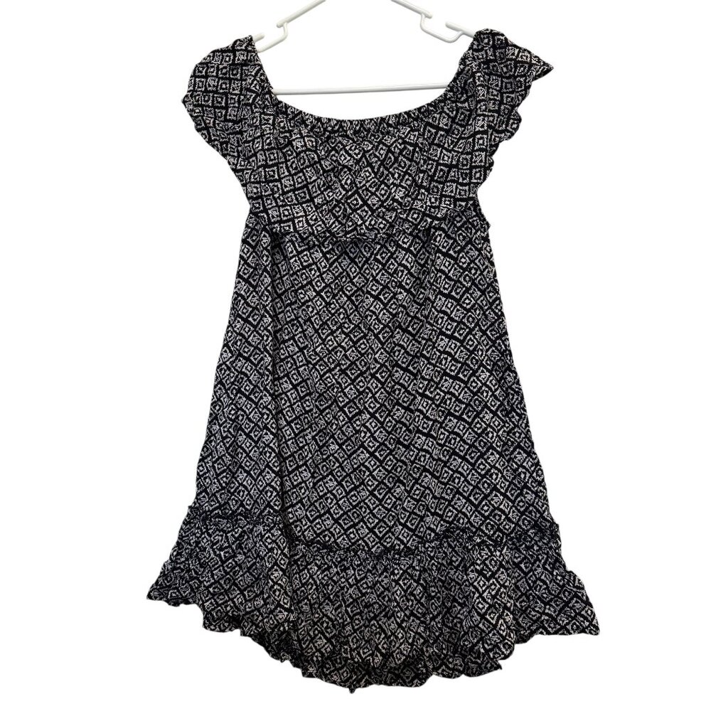 Blue Island Womens Off Shoulder Babydoll Tunic Top Dress L Milkmaid Ruffle Boho‎